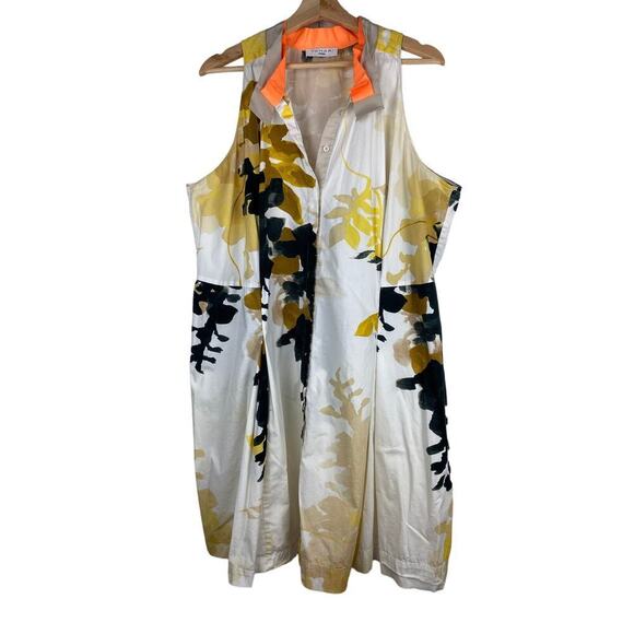 Tahari Woman 22 White Abstract Sleeveless Button Up Shift Dress - Picture 2 of 9